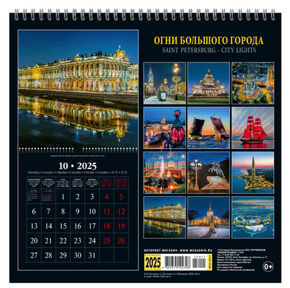 Календарь на спирали (КР23) на 2025 год Огни большого города [КР23-25011] 320х640 mm