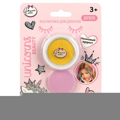 Cosmétique ДЛЯ ДЕВОЧЕК pour cheveux doux dans le temps Со спонжем, 3 г,желтый МИЛАЯ ЛЕДИ в kor.6*24шт