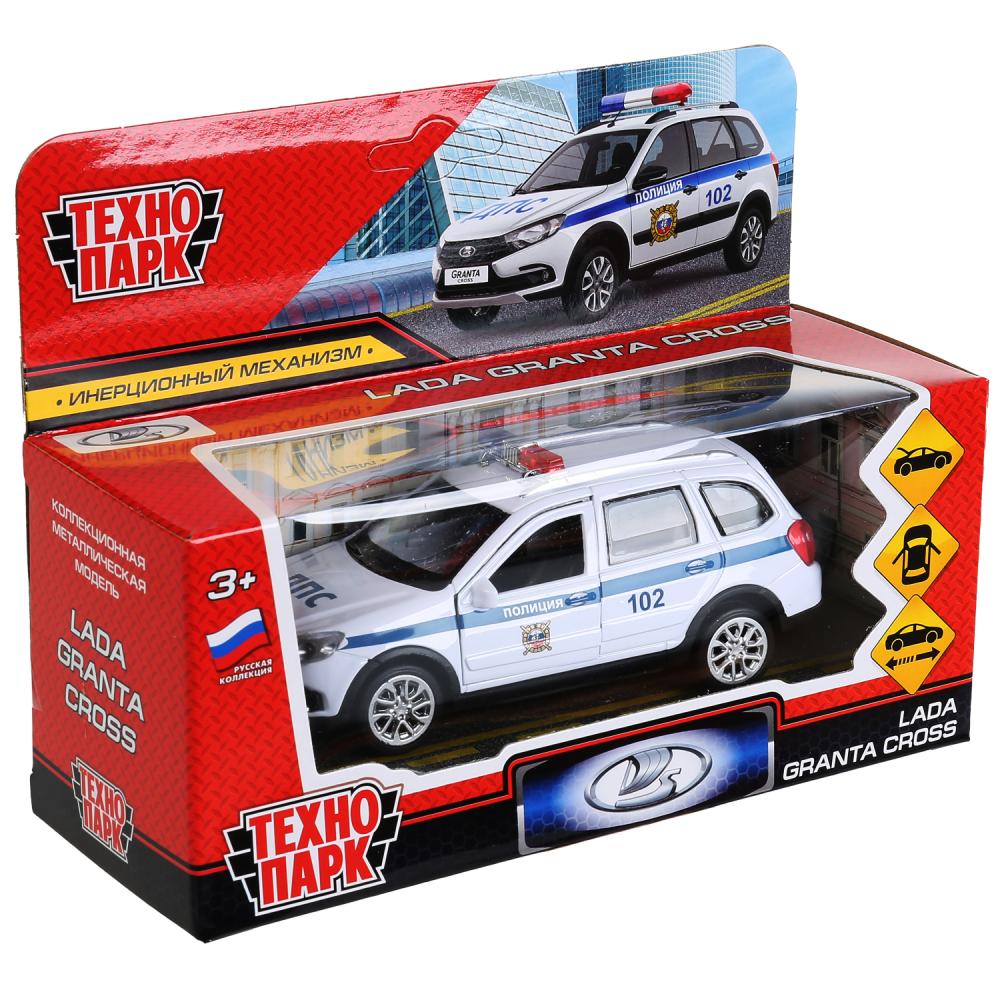 GRANTACRS-12POL-WH 299797 Машина металл LADA GRANTA CROSS ПОЛИЦИЯ 12 см, двери, багаж, ин, кор. Техн