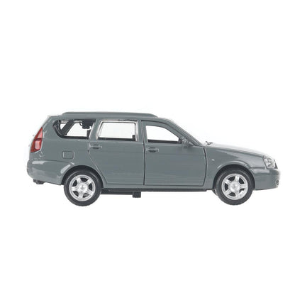 Машина металл LADA PRIORA длина 12 см, двери,багаж,инерц,темно-серый, в кор. Технопарк в кор.2*36шт