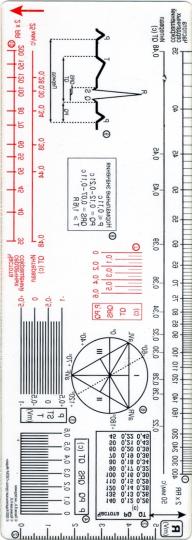 Линейка измерительная электрокардиографическая (данная модификация линейки разработана на кафедре госпитальной терапии №1 РГМУ проф. В.А. Люсовым, Н.А. Козинским) размер: 200 х 70 мм