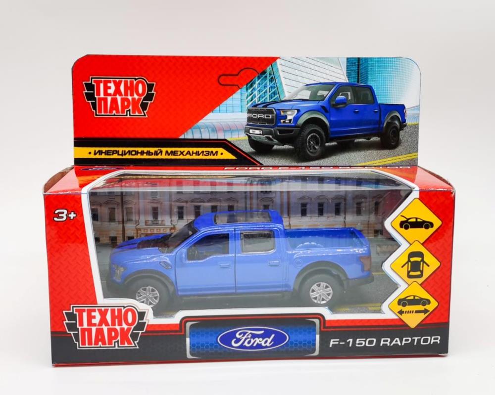 Машина металл FORD F150 RAPTOR 12 см, двери, багаж, инерц, синий, кор. Технопарк в кор.2*36шт