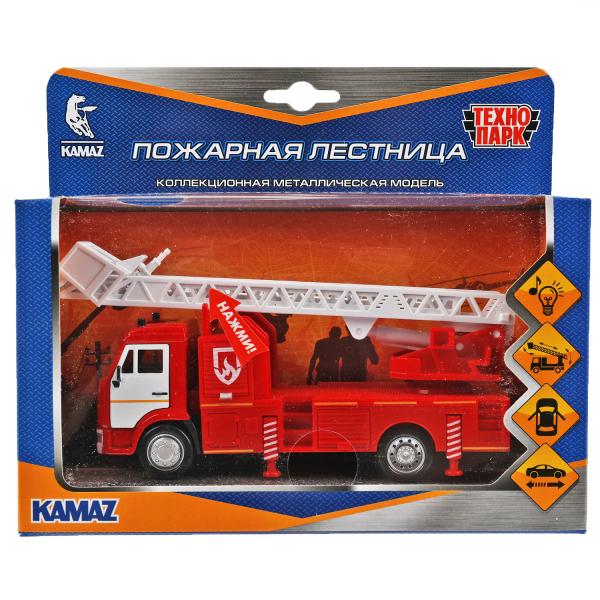 Машина металл свет-звук KAMAZ ПОЖАРНЫЙ 17 см, двери, подвиж дет, инерц, кор. Технопарк в кор.2*30шт