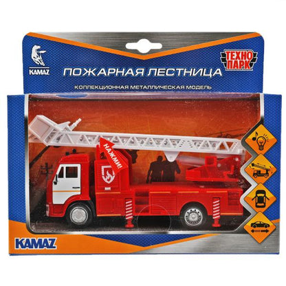 Машина металл свет-звук KAMAZ ПОЖАРНЫЙ 17 см, двери, подвиж дет, инерц, кор. Технопарк в кор.2*30шт