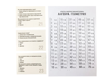 Игра настольная Викторина "Алгебра. Геометрия"