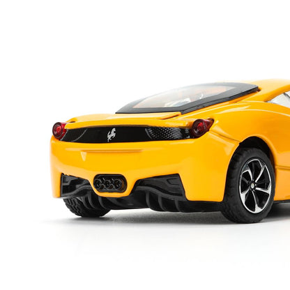 Модель металл звук ferrari 458 italia 14 см, двери, багажник. инерция кор. Технопарк в кор.2*48шт
