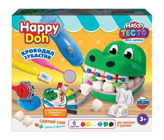 Набор с тестом для лепки динозавр-зубастик, 33 см HAPPY DOH в кор.6шт