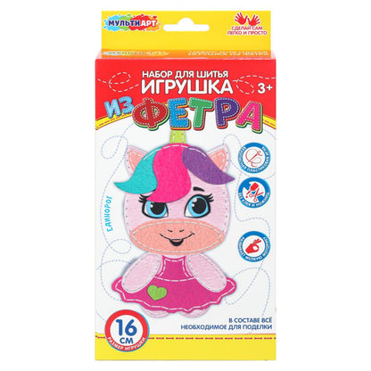Игрушка из фетра единорог МУЛЬТИ АРТ в кор.66шт