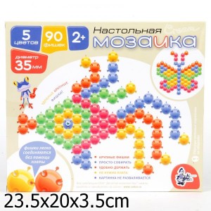 МОЗАИКА НАСТОЛЬНАЯ С КРУПНЫМИ ФИШКАМИ 90 ЭЛЕМЕНТОВ , D 35 ММ. в кор.9шт
