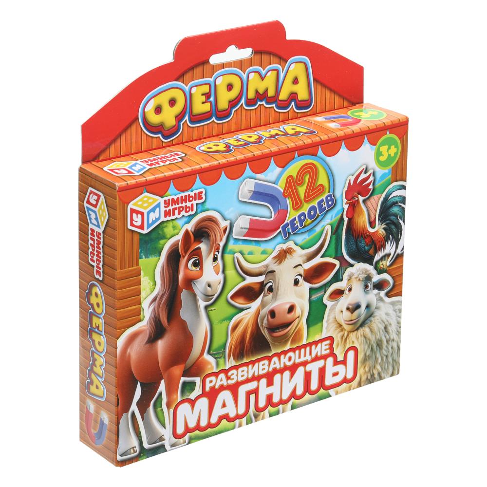 Ферма. Макси-пазлы магнитные в коробке с европодвесом. 165х180х30 мм. Умные игры в кор.16шт