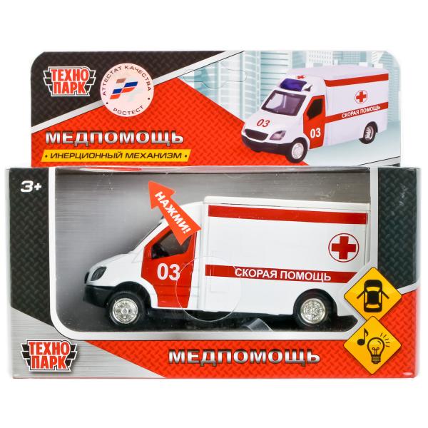 МАШИНА "ТЕХНОПАРК" МЕТАЛЛ. ИНЕРЦ. 12СМ, СВЕТ+ЗВУК, ОТКРЫВ. ДВЕРИ, В АССОРТ. В РУСС. КОР.в кор.2*36шт