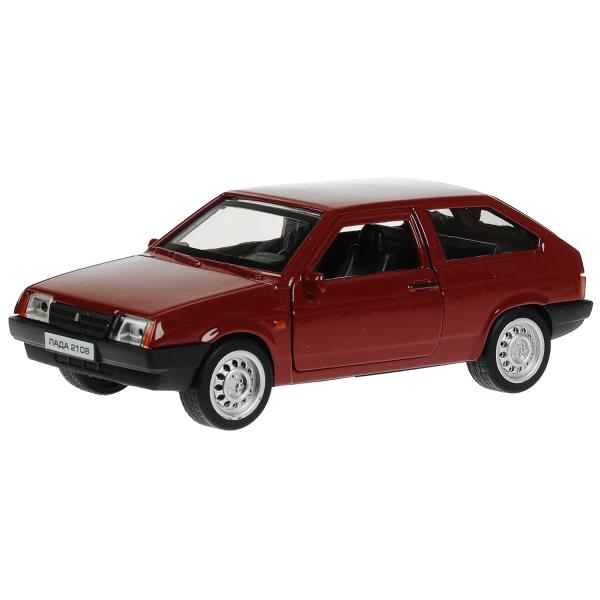 2108-12-CRY Машина металл LADA-2108 "СПУТНИК" 12 см, двери, багаж, инерц, вишневый, кор. Технопарк в