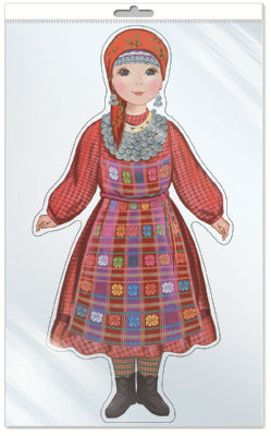 *Ф-9533-П ПЛАКАТ ВЫРУБНОЙ А3 В ПАКЕТЕ. Девочка в удмуртском костюме (с блестками в индивидивидуальной упаковке с европодвесом и клеевым клапаном)