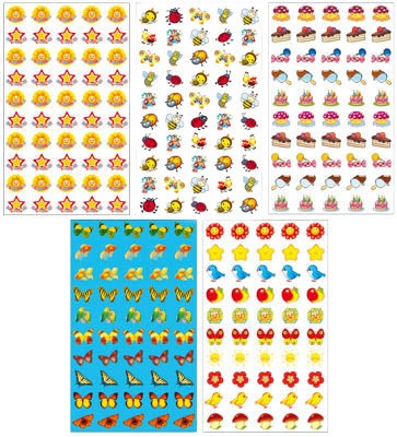 *КНМ1-10556 Комплект наклеек для поощрения девочек. 5 видов. В инд. упаковке с европодвесом