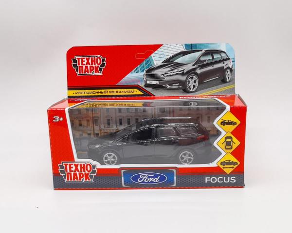 Машина металл FORD FOCUS TURNIER длина 12 см, двер, баг, инерц, черный, кор. Технопарк в кор.2*36шт