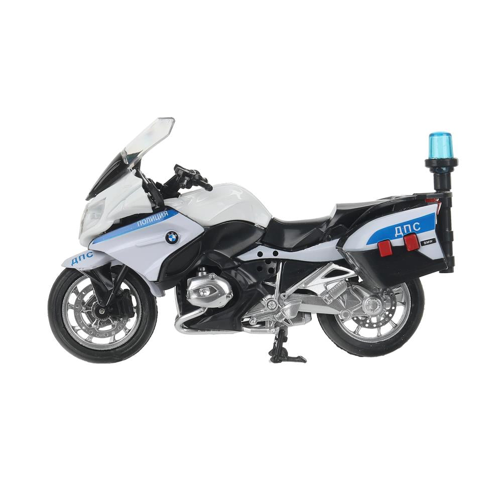 Модель металл свет-звук МОТОЦИКЛ BMW R1200 RT 13 см, подвиж дет, белый, кор. Технопарк в кор.2*24шт
