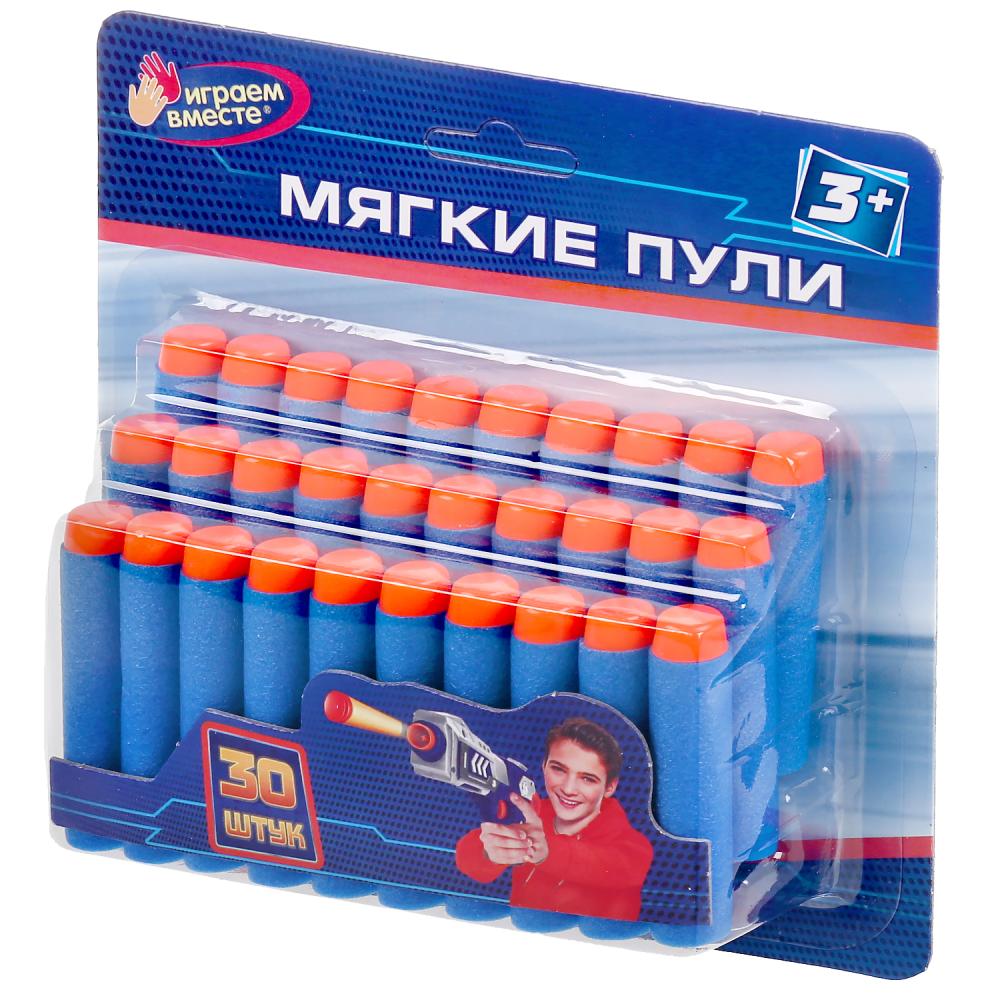НАБОР ИЗ 30-И МЯГКИХ ПУЛЬ Д/БЛАСТЕРОВ "ИГРАЕМ ВМЕСТЕ" НА КАРТ (РУСС УП) 17*4,5*17,2СМ в кор.2*144наб