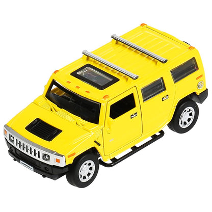 HUM2-12-YE299813 Машина металл HUMMER H2 длина 12 см, двери, багаж, инерц, желтый, кор. Технопарк в