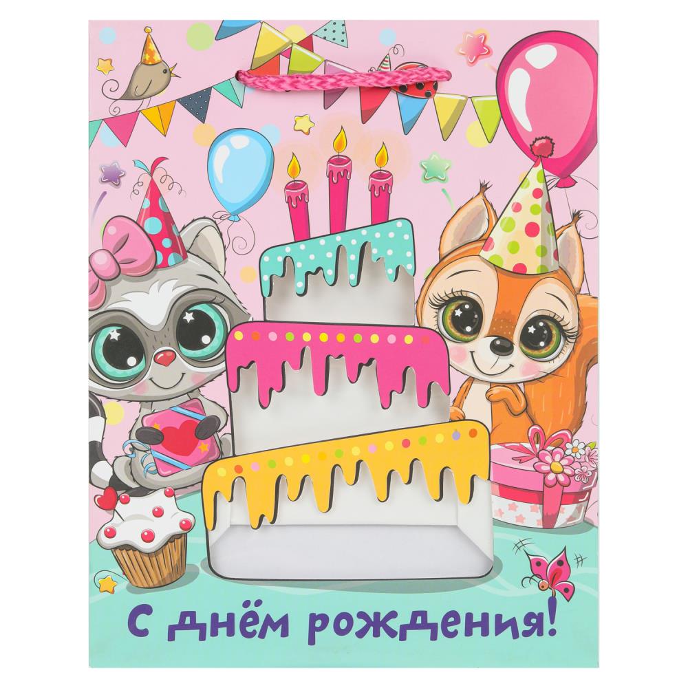 Пакет подарочный с окошком, детский,m,190 гр/м2 ЧУДО ПРАЗДНИК в кор.12*12шт