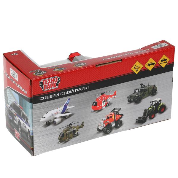 URBANBLACK-20PLPOL-WH Машина пластик свет-звук LADA 4x4 URBAN ПОЛИЦИЯ 19,5 см, 2 кноп, инер, кор. Те