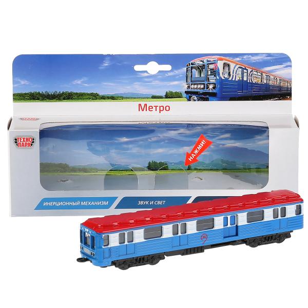 Машина металл свет-звук ТРАНСМАШХОЛДИНГ ВАГОН МЕТРО, 18,5 см, дв.,инерц,кор. Технопарк в кор.2*24шт