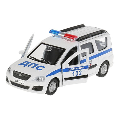 Машина металл LADA Largus полиция 12см, инерц., открыв.двери и багажник в кор. Технопарк в кор2*24шт