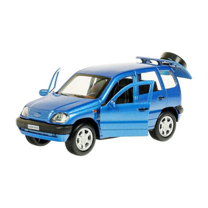 Машина металл LADA NIVA 12 см, двери, багаж, инерц, синий, кор. Технопарк в кор.2*36шт
