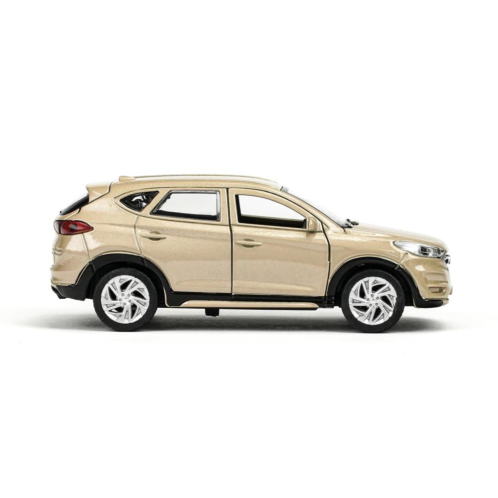 Машина металл HYUNDAI TUCSON длина 12 см, двери, багаж., инер, бежевый, кор. Технопарк в кор.2*36шт