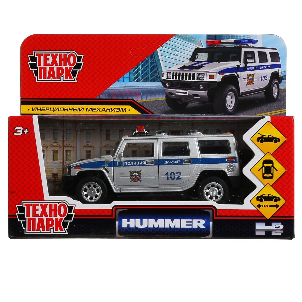 Machine en métal "hummer h2 policia" 12 cm, ouverte, inerte, серебристый в кор. Parc technologique dans le cor.2*36шт