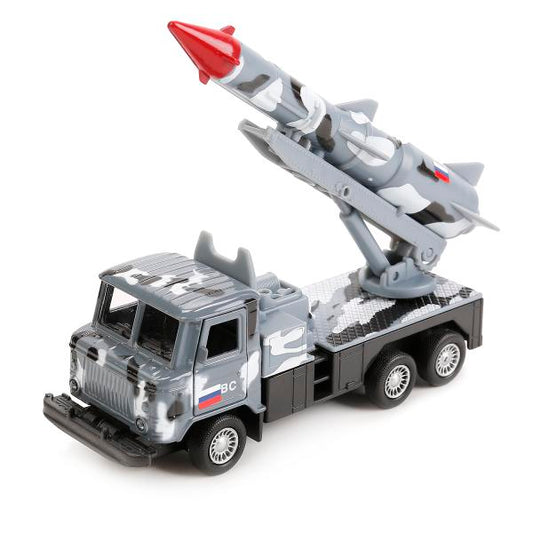 МАШИНА "ТЕХНОПАРК" МЕТАЛЛ. ИНЕРЦ. ГАЗ 66 С РАКЕТОЙ,12СМ СЕР. КАМУФ.,ОТКРЫВ. ДВЕРИ В КОР в кор.2*24шт