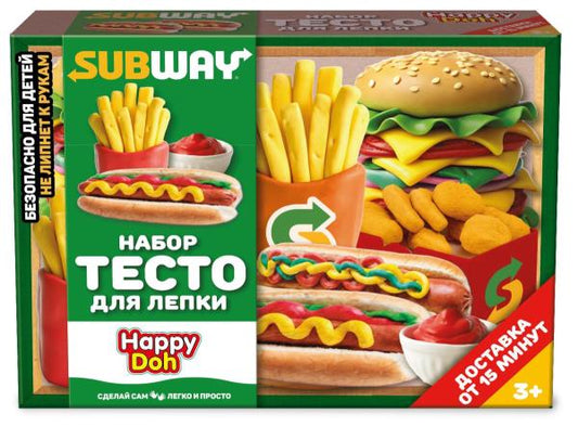 Набор для лепки ДОСТАВКА сабвей: "бургеры на вечер" 24 см HAPPY DOH в кор.8шт
