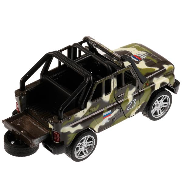 Машина металл свет-звук UAZ HUNTER beach воен., 11,5 см, двер,баг.,ин.,кор. Технопарк в кор.2*36шт