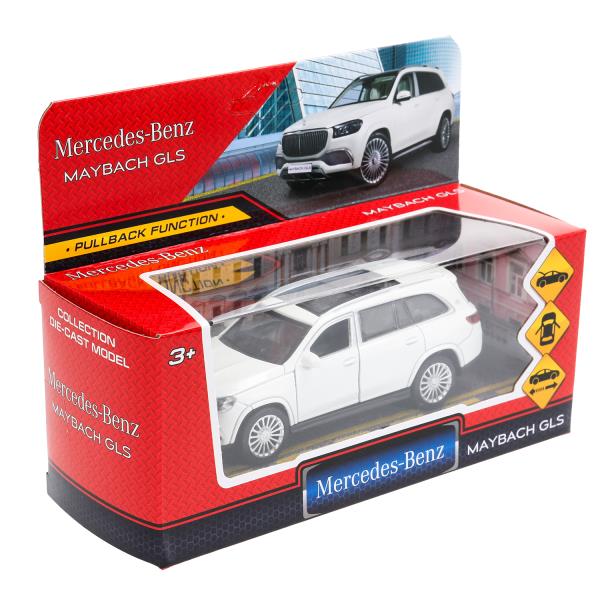 Machine en métal MERCEDES-BENZ gls maybach 12см, дв,баг,ин,белый, кор. Parc technologique dans le cor.2*36шт