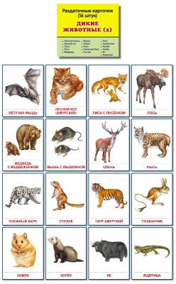 Раздаточные карточки "Дикие животные -2" (63х87мм)