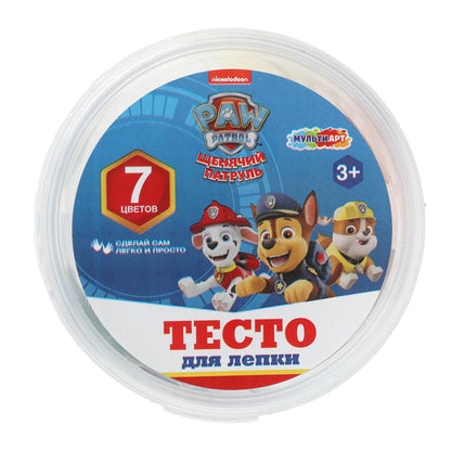 Тесто для лепки в ведре Щенячий Патруль 7 цветов, 30 г MultiArt в кор.24шт