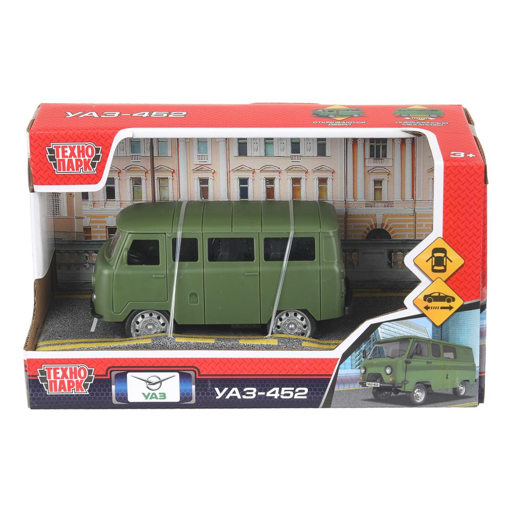 Машина пластик UAZ 452 12 см, инерц,двери,зеленый,кор. Технопарк в кор.2*60шт