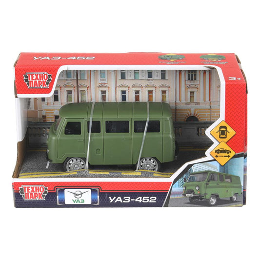 Машина пластик UAZ 452 12 см, инерц,двери,зеленый,кор. Технопарк в кор.2*60шт