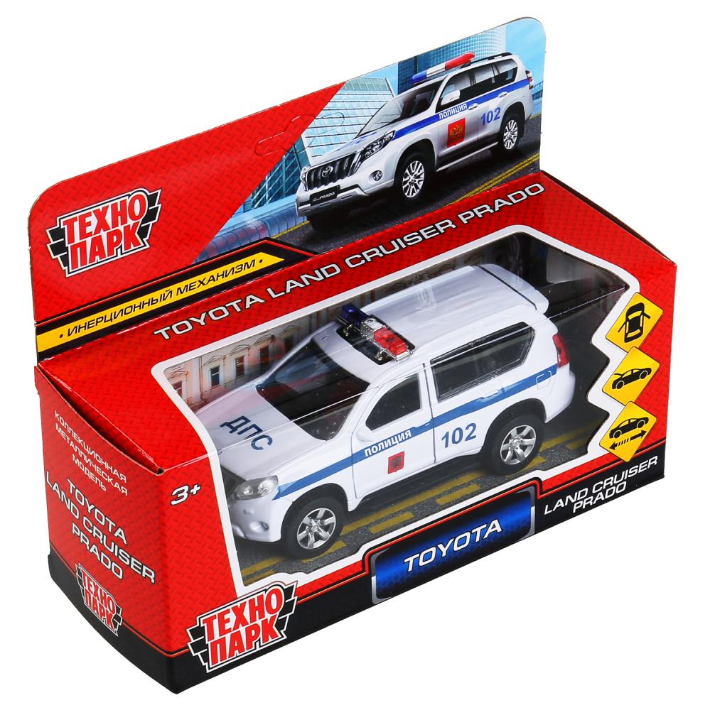 Machine en métal "toyota prado policia" 12 cm, ouverte. двери, инерц., белый в кор. Parc technologique en cor2*36шт