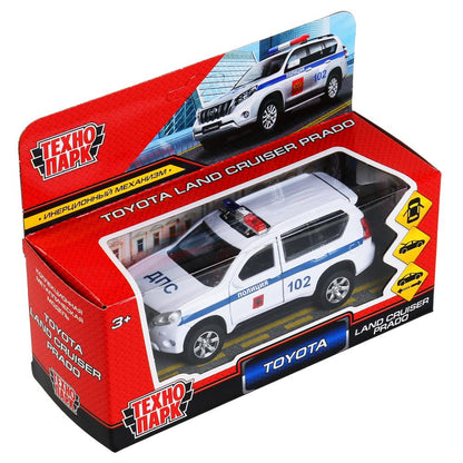 Machine en métal "toyota prado policia" 12 cm, ouverte. двери, инерц., белый в кор. Parc technologique en cor2*36шт