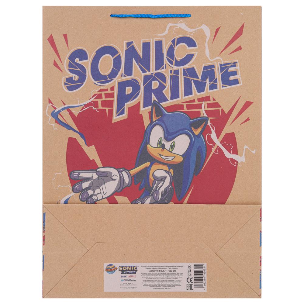 Пакет подарочный крафт Sonic Соник, xl 33,5*45*15 см ЧУДО ПРАЗДНИК в кор.5*12шт