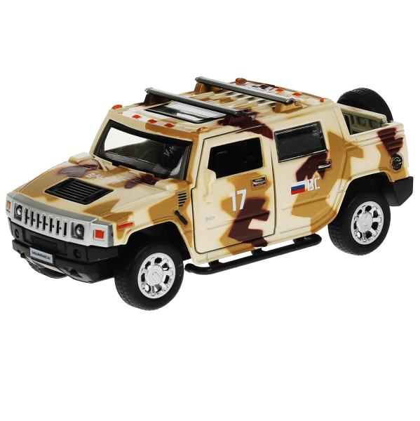 Machine en métal HUMMER H2 PICKUP КАМУФЛЯЖ 12 см, двер, баг, инер, песочн, kor. Parc technologique dans le cor.2*36шт