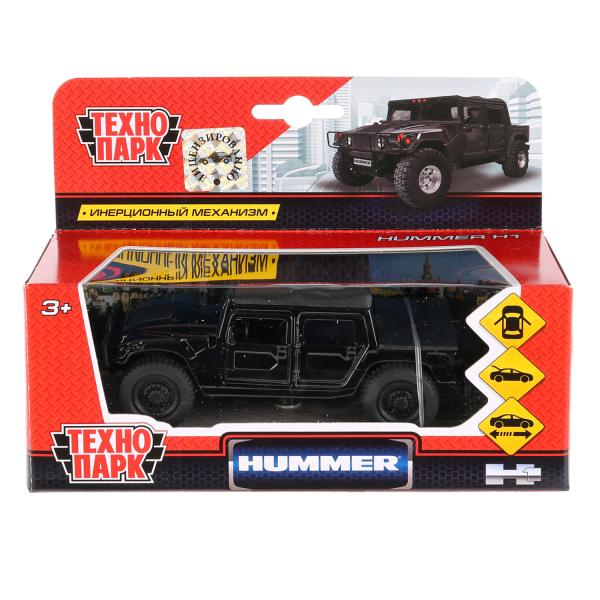 Machine en métal Hummer H1 noir 12 cm, ouverte. двери, инерц. dans le cor. Parc technologique en cor.2*24шт