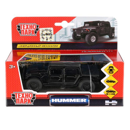 Machine en métal Hummer H1 noir 12 cm, ouverte. двери, инерц. dans le cor. Parc technologique en cor.2*24шт