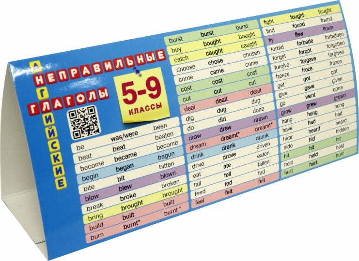 АНГЛ.ЯЗ. НАСТОЛЬНАЯ ТАБЛИЦА-ДОМИК. НЕПРАВИЛЬНЫЕ ГЛАГОЛЫ. 5-9 КЛАССЫ. ФГОС.(Экзамен )