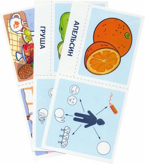 Prenez la carte avec les risques. Récupérez les cartes. Описательные загадки. Fruits. Pour un enfant de 4 à 7 ans