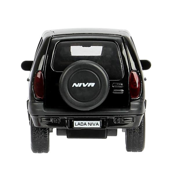 Машина металл LADA NIVA длина 12 см, двери, багаж, инерц, черный, кор. Технопарк в кор.2*36шт