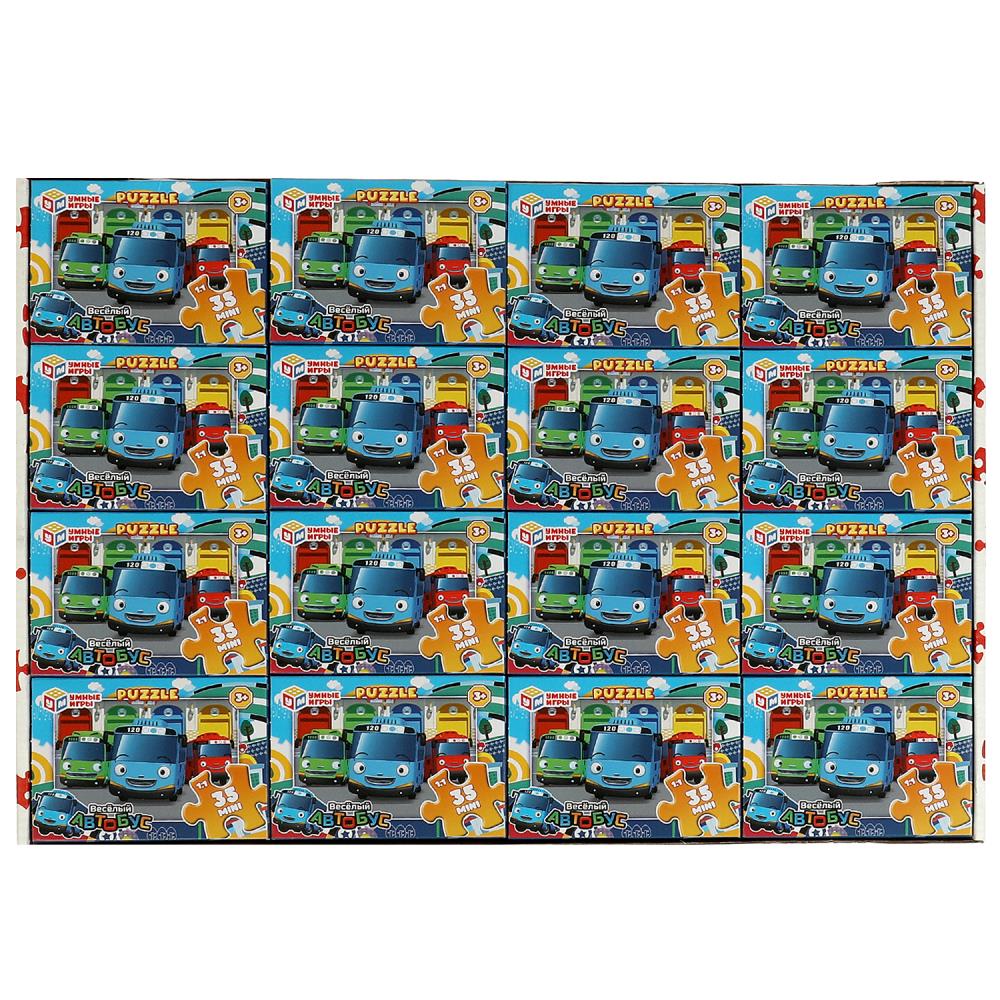 Весёлый автобус. Пазлы в коробке 35 détails. MINI. 90х65х25 mm. Умные игры в уп.32шт в кор.8уп