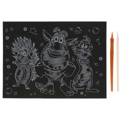 SCRATCHART-SILV-BU1 313949 Porte-bébé pour porte-bébé Gravure 18*24 cm, noir et blanc