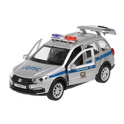 Machine en métal "lada granta cross 2019 policia" 12 cm, inerte. Parc technologique dans le cor.2*36шт