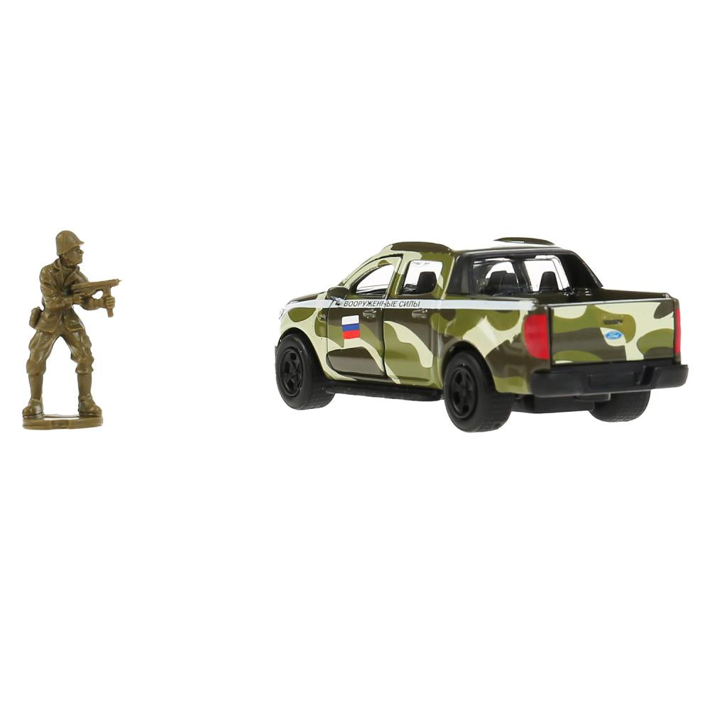 Машина металл FORD ranger, 12 см, дв., баг., инер.+солд. 4,5 см, в ассорт. Технопарк в кор.2*24шт